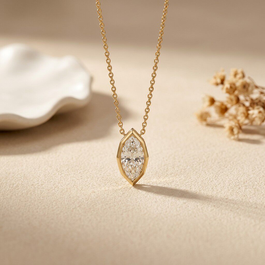 3Carat Bezel Set Marquise Cut  - огляд і ціна Bezels Set Pendant